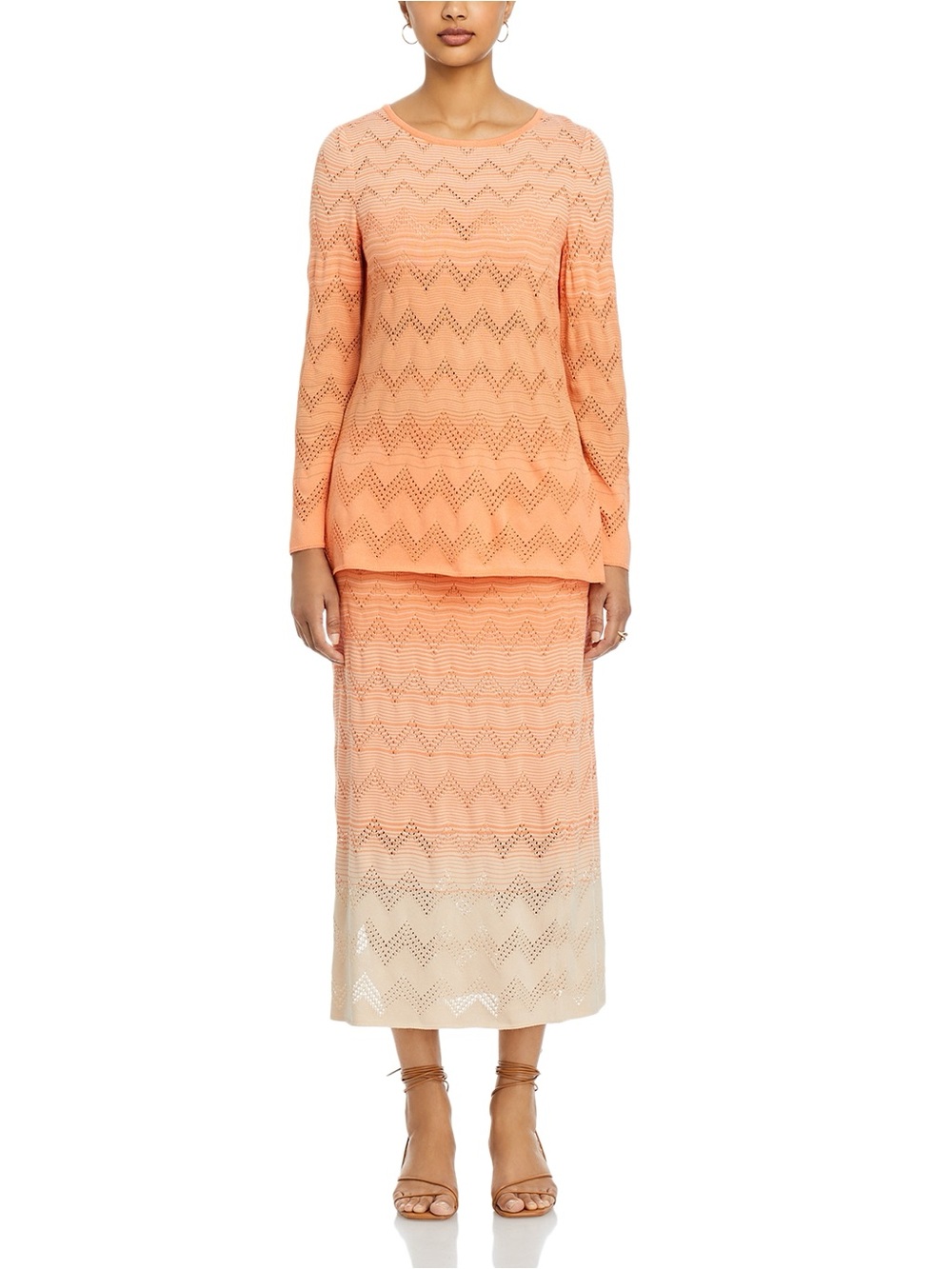 MISOOK Midi Straight Skirt – Ombre Pointelle Soft Knit NWT